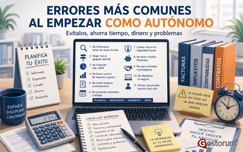 Errores más comunes al empezar como autónomo: guía completa para evitarlos desde el primer día Errores más comunes al empezar como autónomo: guía completa